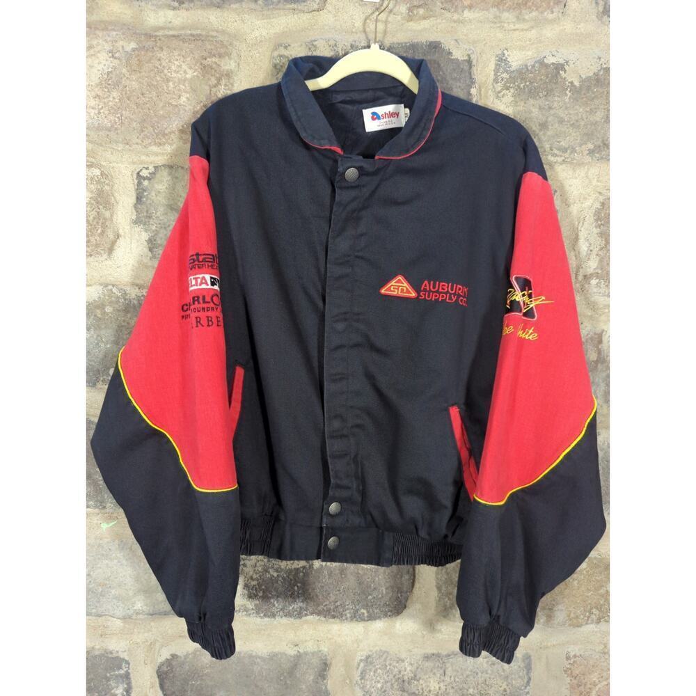 VTG Ashley Jacket Woman's Medium Mike White Racing Red Black NASCAR Lined Snap